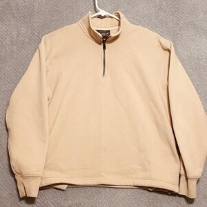 Maison Article Sweatshirt Mens Medium Beige 1/4 Zip Fleece Mock Neck Pullover